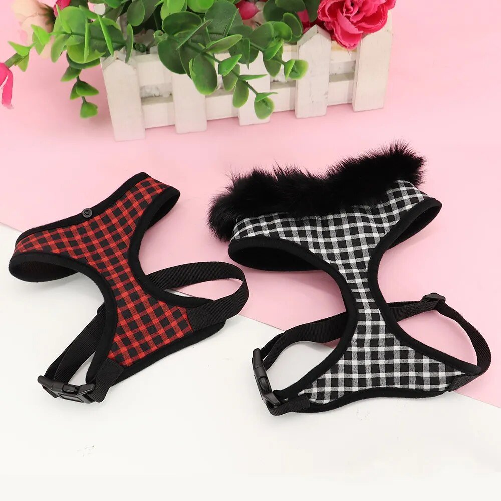 Soft-Warm-Pet-Dog-Cat-Harness-With-Removable-Fur-Breathable-Plaid-Dog-Harness-Vest-For-Small-3