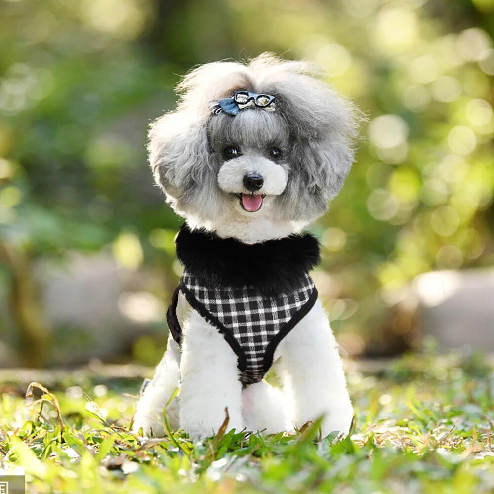Soft-Warm-Pet-Dog-Cat-Harness-With-Removable-Fur-Breathable-Plaid-Dog-Harness-Vest-For-Small-4
